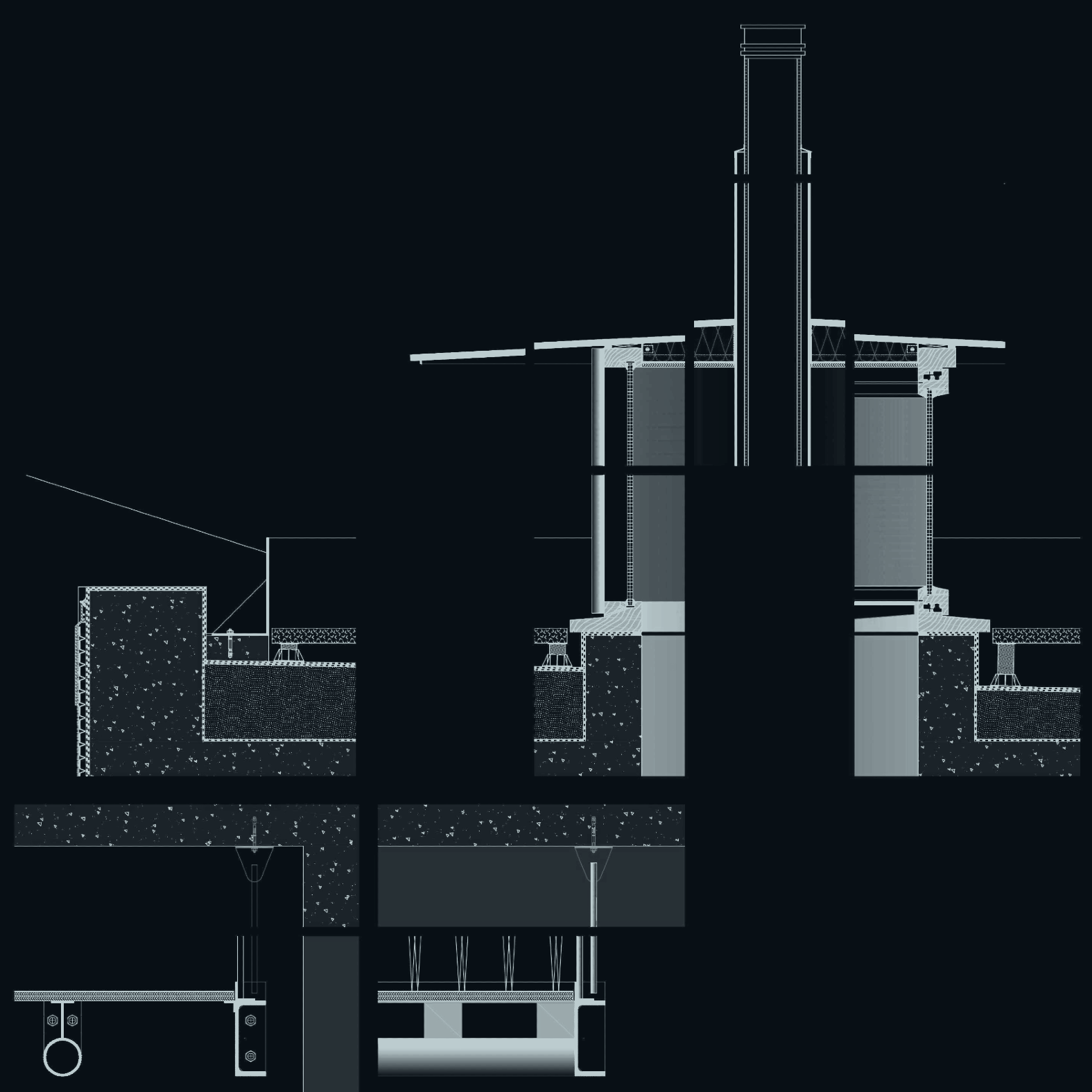 Détail de l’enveloppe extérieure d’une cidrerie à Marche-les-Dames, projet de SPKTR Architects, dessin de Miguel Camba